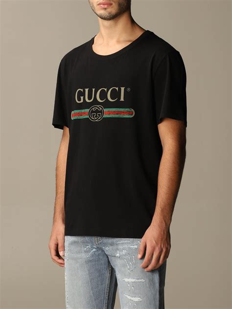 gucci t shirt mens black stripe|gucci t shirt price men.